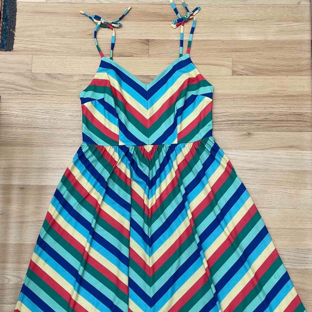 ModCloth Rainbow Dress; My Sunday Zest A-Line Dress in Paradise in L